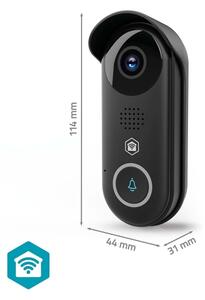 Nedis WIFICDP11BK - Умен видео звънец със сензор 5V Full HD 1080p IP54 Wi-Fi Tuya