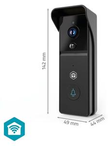 Nedis WIFICDP21BK - Видеозвънец със сензор 4400 mAh Full HD 1296p IP44 Wi‑Fi Tuya