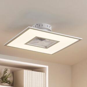 Lindby Вентилатор за таван LED Romea, ъглов, DC, тих, 60 cm, Затъмняване, Сив, Дневна/трапезария, Пластмаса, Модерен