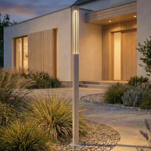 Lindby LED осветление за пътеки Fjorya, височина 90 cm, каменно сиво, IP65, Сив, Алуминий, Модерен