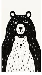 Черно-бял детски килим подходящ за пране 80x120 cm Bear Family v2 – Vitaus