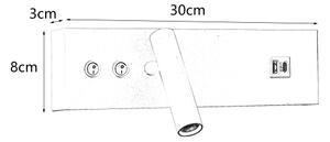 Brilagi-LED Стенно точково осветително тяло с USB порт NOCTIS LED/3W/230V+LED/9W черно