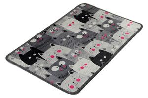 Сив килим за баня 40x60 cm Meow – Foutastic