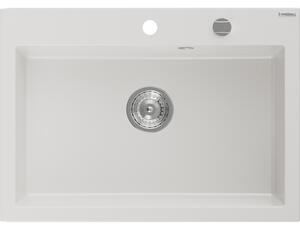 Mexen Elix кухненска мивка от гранит с 1 камера 700 x 500 mm, бяла, сифон хром - 6526701005-20