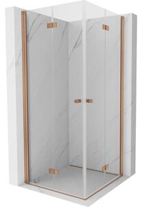 Mexen Mist-F Duo сгъваема душ кабина 80 x 80 см, прозрачна, четкана мед - 8A6-080L-080P-65-00