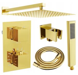 Mexen Cube DR02 вграден душ комплект с душ пита 25 см, златно - 77502DR0225-50