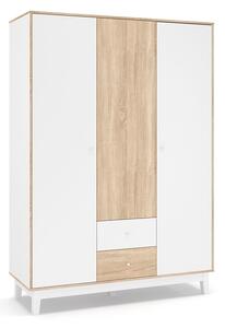 Шкаф Awell с 3 врати Цвят Сонома-Бял 153.5x54.5x216 см