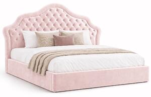 Тапицирана спалня Chesterfield Deluxe в розов жасмин с място за съхранение, подматрачна рамка и повдигащ механизъм по поръчка