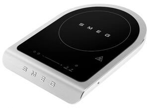 Преносим индукционен котлон Smeg PIC01WHMEU, 2100 W, Керамично стъкло, Таймер, LED дисплей, Бял мат