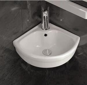Мивка за баня ICC 4545, Inter Ceramic, ъглов стенен монтаж, с отвор за смесител, порцелан, бял, 30x12x30см