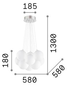Ideal Lux - полилей на кабел MAPA, 11 x E14, 40 W, 230 V, Ø 58 см, бял