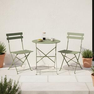 Сгъваем градински комплект от 3 части, Bistro, маслиненозелен, 60x60x82 см