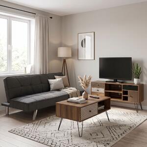 Set dormitor studenti canapea, comoda TV si masuta de cafea, 3 buc, Travis Boho, Antracit, 175x83x74 cm