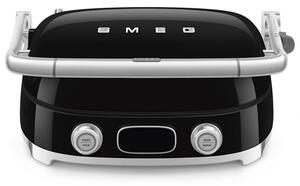 Многофункционален грил SMEG 50's Style MGF01BLEU, 2100W, 60-230°C, 3 програми, Керамично покритие, Тава за отцеждане, Звуков сигнал, Таймер, Черен