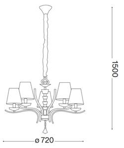 Ideal Lux - Пендел PEGASO 5xE14/28W/230V Ø 72 см лъскав хром