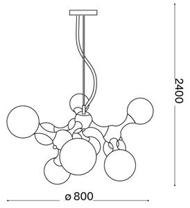 Ideal Lux - Полилей с кабелно окачване NODI 9xE14/28W/230V Ø 80 см лъскав хром/бял