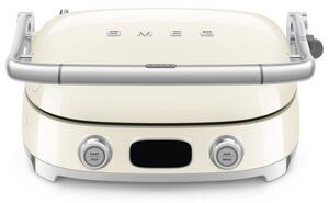 Многофункционален грил SMEG 50's Style MGF01CREU, 2100W, 60-230°C, 3 програми, Керамично покритие, Тава за отцеждане, Звуков сигнал, Таймер, Крем