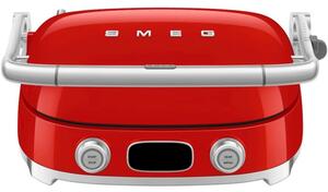 Многофункционален грил SMEG 50's Style MGF01RDEU, 2100W, 60-230°C, 3 програми, Керамично покритие, Тава за отцеждане, Звуков сигнал, Таймер, Червен