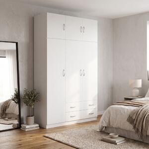 Шкаф с 3 врати Alvia, бял, 150x51x240 см
