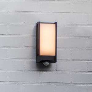 LUTEC LED сензорна външна стенна лампа QUBO, тъмно сива, височина 27 см, IP54, Сив, Алуминий, Модерен