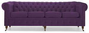 Диван Chesterfield в лилаво кадифе, четириместен 238х86х80 см