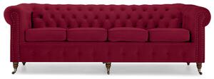 Диван Chesterfield в цвят бургунди, четириместен 238х86х80 см