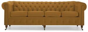 Диван Chesterfield в цвят горчица, четириместен 238х86х80 см