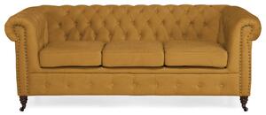 Диван Chesterfield в цвят горчица, триместен 203х86х80 см