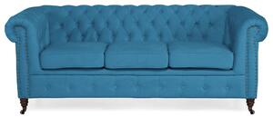 Диван Chesterfield в светлосиво кадифе, триместен 203х86х80 см