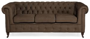Диван Chesterfield в кафяво кадифе, триместен 203х86х80 см