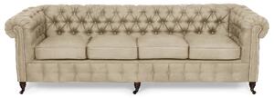 Диван Chesterfield във винтидж кремаво, четириместен 238х86х80 см