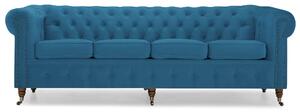 Диван Chesterfield в светлосиньо кадифе, четириместен 238х86х80 см