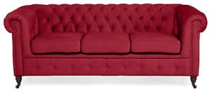 Диван Chesterfield в червено кадифе, триместен 203х86х80 см