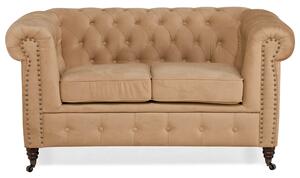 Диван Chesterfield в бежово кадифе, двуместен 150х86х80 см