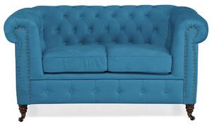 Диван Chesterfield в светлосиньо кадифе, двуместен 150х86х80 см