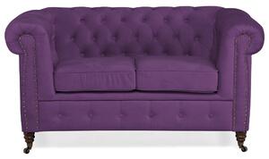 Диван Chesterfield в лилаво кадифе, двуместен 150х86х80 см