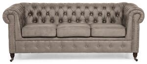 Диван Chesterfield във винтидж светлокафяво, триместен 203х86х80 см