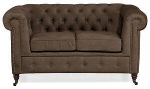 Диван Chesterfield в кафяво кадифе, двуместен 150х86х80 см