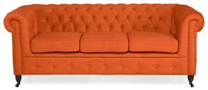 Диван Chesterfield в оранжево кадифе, триместен 203х86х80 см