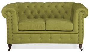 Диван Chesterfield в светлозелено кадифе, двуместен 150х86х80 см