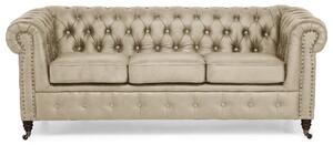 Диван Chesterfield във винтидж кремаво, триместен 203х86х80 см