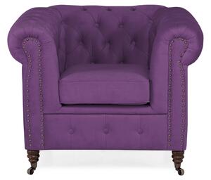 Фотьойл Chesterfield в лилаво кадифе, 94х86х80 см