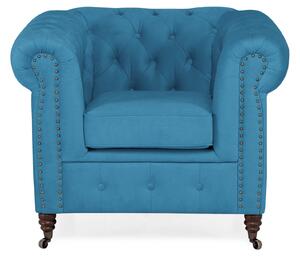 Фотьойл Chesterfield в светлосиньо кадифе, 94х86х80 см