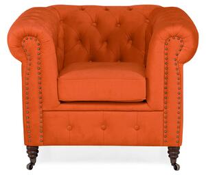 Фотьойл Chesterfield в оранжево кадифе, 94х86х80 см (Copy)