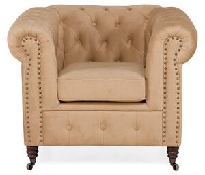 Фотьойл Chesterfield в бежово кадифе, 94х86х80 см