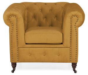 Фотьойл Chesterfield в цвят горчица, 94х86х80 см