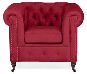 Фотьойл Chesterfield в червено кадифе, 94х86х80 см