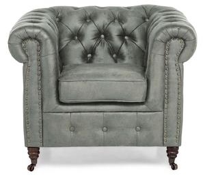 Фотьойл Chesterfield във винтидж зелено, 94х86х80 см