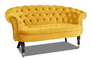 Двуместно канапе Chesterfield Deluxe в жълто, 152/82/82 см