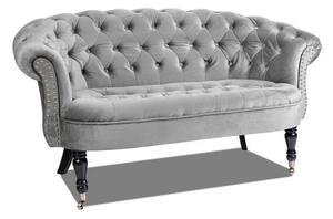 Двуместно канапе Chesterfield Deluxe в светлосиво, 152/82/82 см